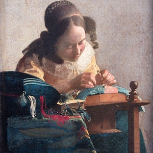 The Lacemaker by Johannes Vermeer Classic Fine Art Colorful Canvas Paper Print Wall Art Office Decor Home Decoration Gift Home Art