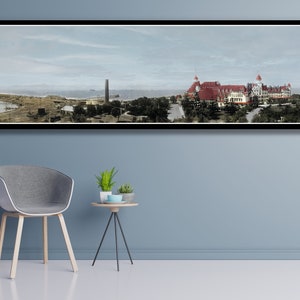 1908 Hotel del Coronado Panorama, Vintage Panorama Metal Print, Coronado Panorama, Historic Hotel Coronado Map Sign, Vintage San Diego