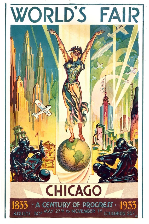 Chicago's World Fair 1833 1933 Vintage Poster Wall Art Etsy