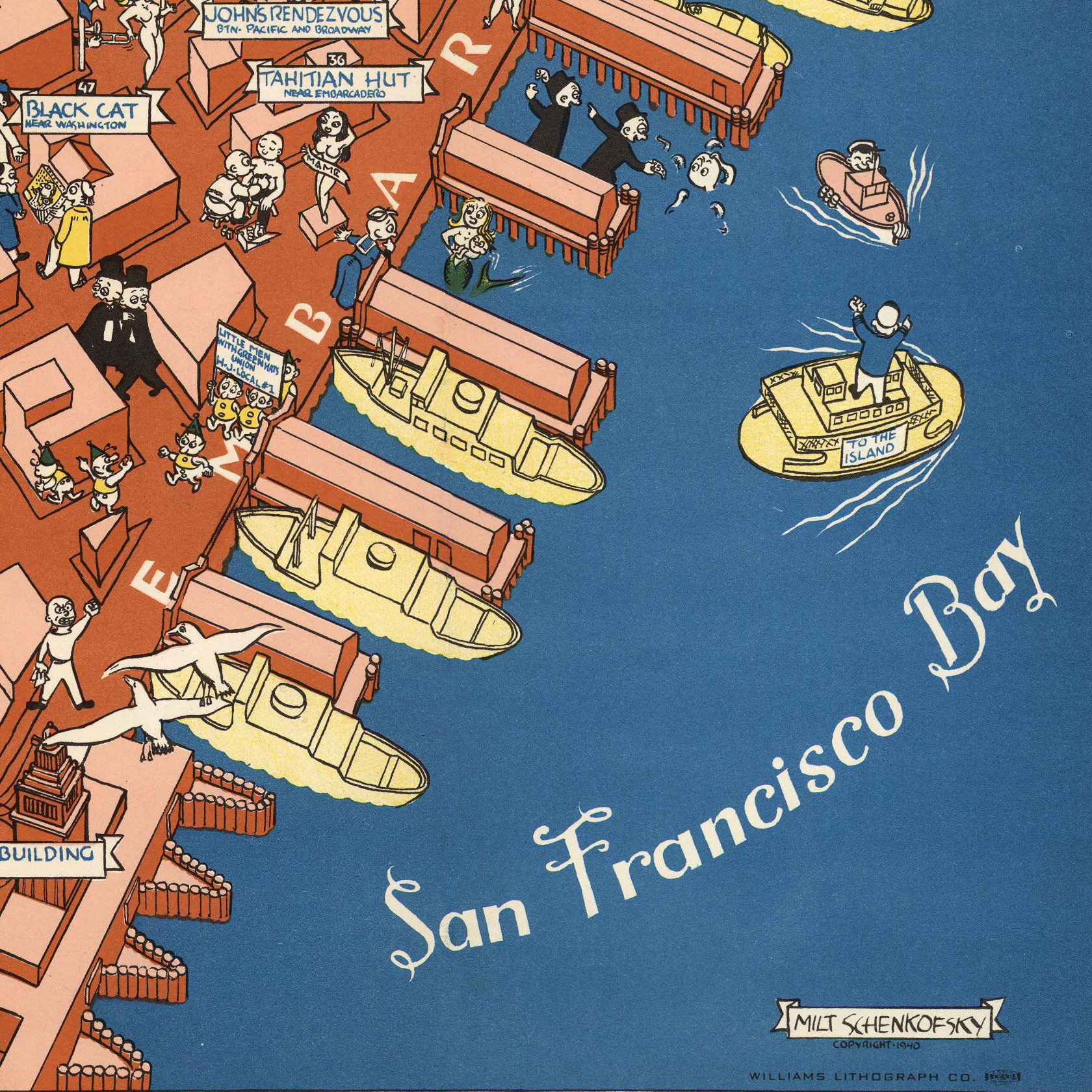 1940's Vintage San Francisco State Map Cartoon Map Print - Etsy