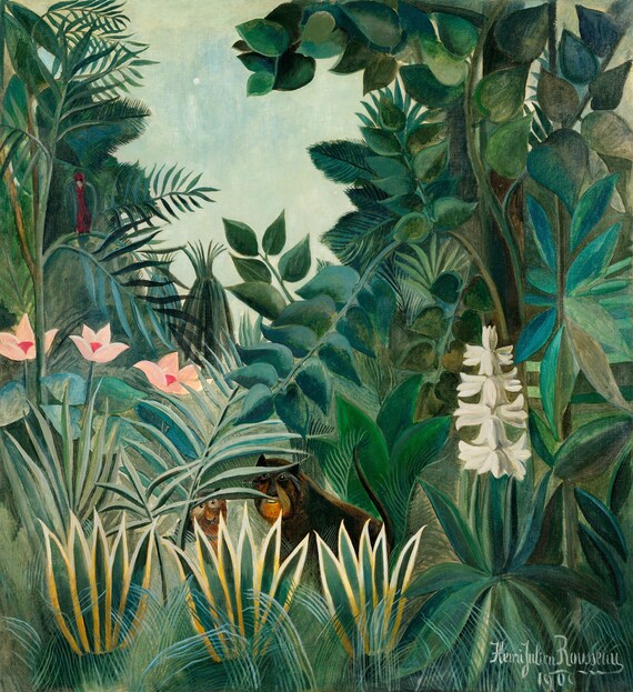 The Equatorial Jungle 1909 by Henri Rousseau Exotic Landscape Poster Print Jungle Art Famous Painting for Home D cor Art Fine Art Print