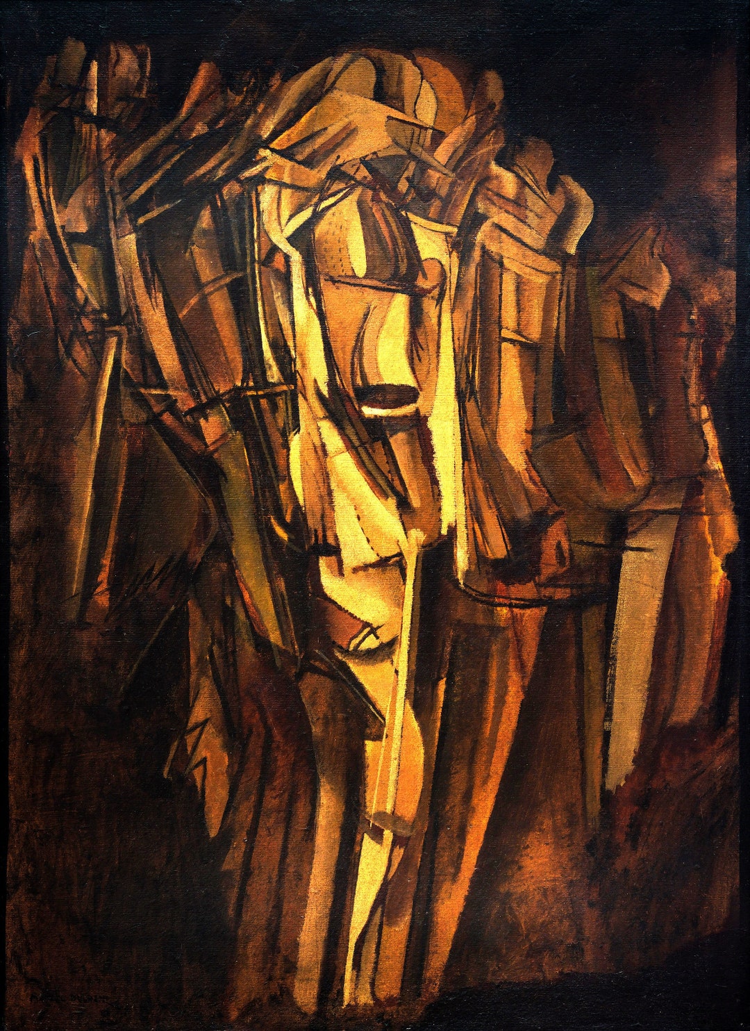 マルセル・デュシャン作「電車に乗った悲しそうな若者」抽象芸術複製