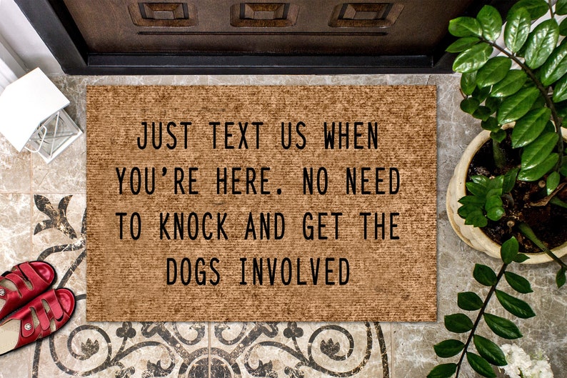 Just Text Us Don't Get the Dogs Involved Entry Mat Crazy Etsy