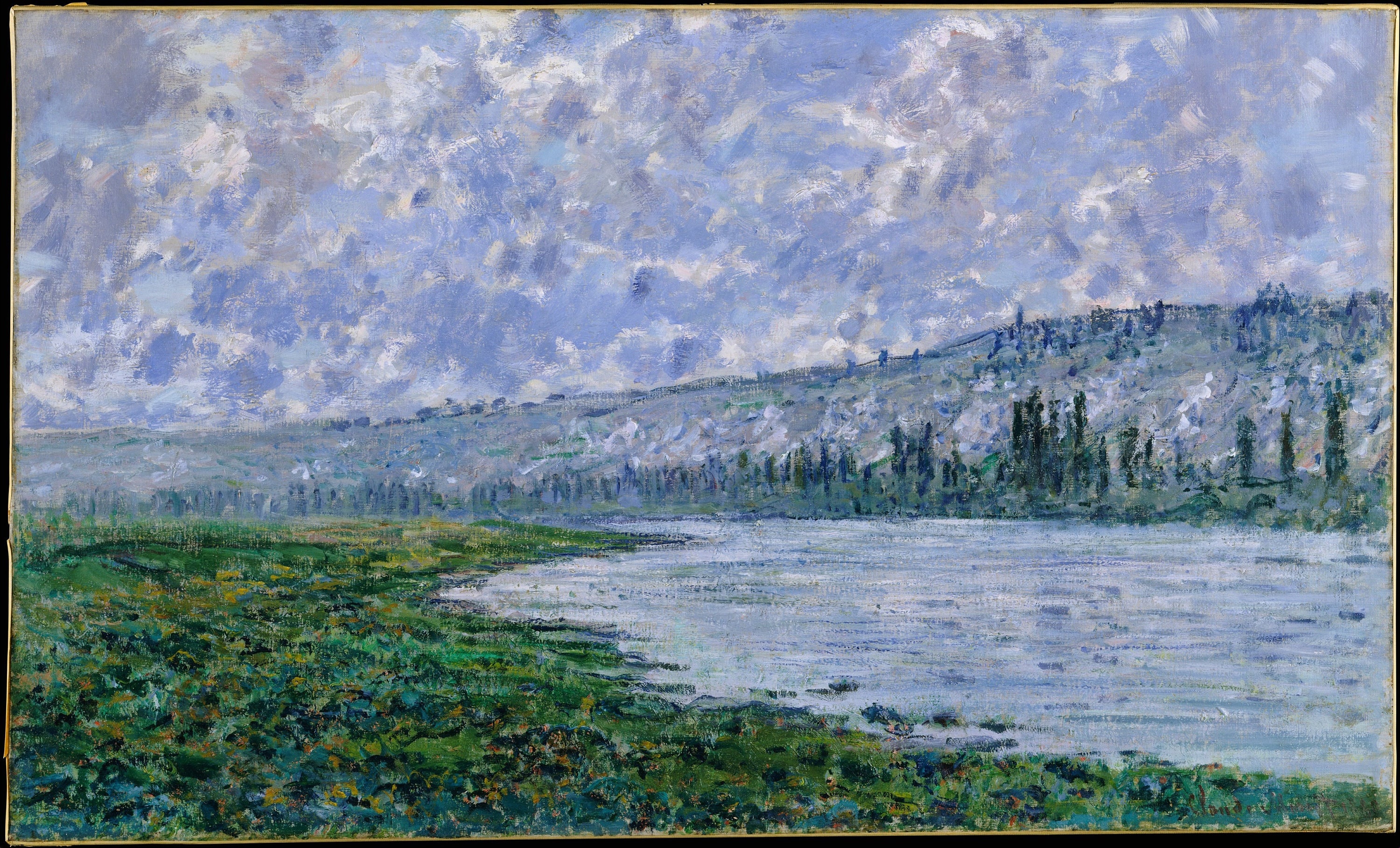 The Seine at Vetheuil by Claude Monet, Oil Painting Reproduction Canvas ...