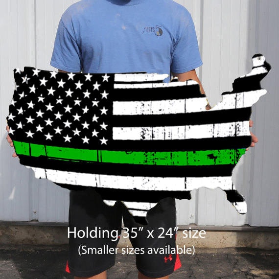 Thin Green Line Flag Plasma Cut Dibond Aluminum USA Sign Federal Agents Border Patrol Park Rangers Decor Wall Art Custom Sign Business Art