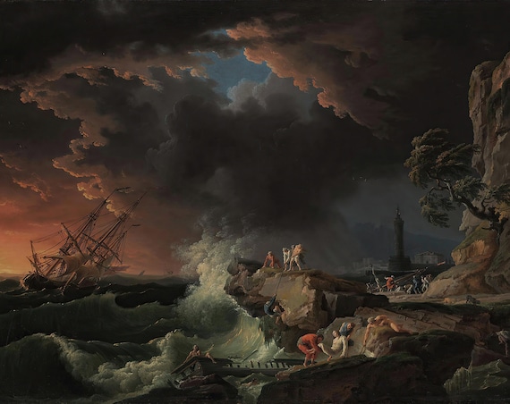 A Shipwreck With Figures Coming Ashore by Claude Joseph Vernet