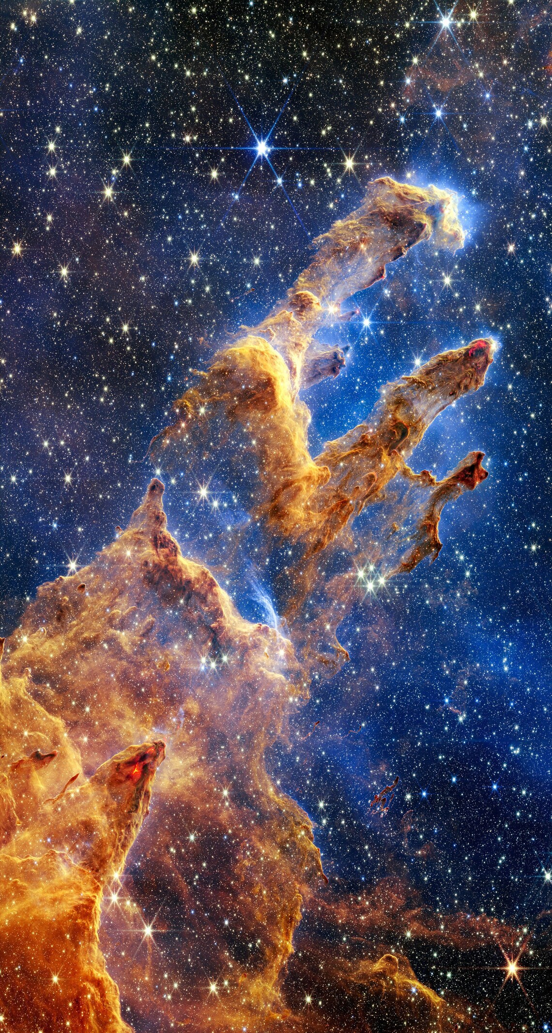 Pilastri della creazione di James Webb, telescopio spaziale James Webb, spazio delle stelle morenti della NASA, arte della parete delle scogliere cosmiche, stampa su tela di galassie e stelle immagine 1