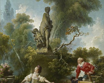 The Secret Meeting, by Jean-Honoré Fragonard Famous Painting Reproduction, Wall Art Housewarming Gift, Vintage Painting Oil Paintings