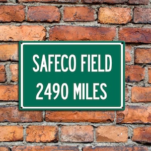 Personalized Aluminum Highway Distance Sign To SAFECO Field, Home of the Seattle Mariners Baseball Text Aluminum Sign Great Gift