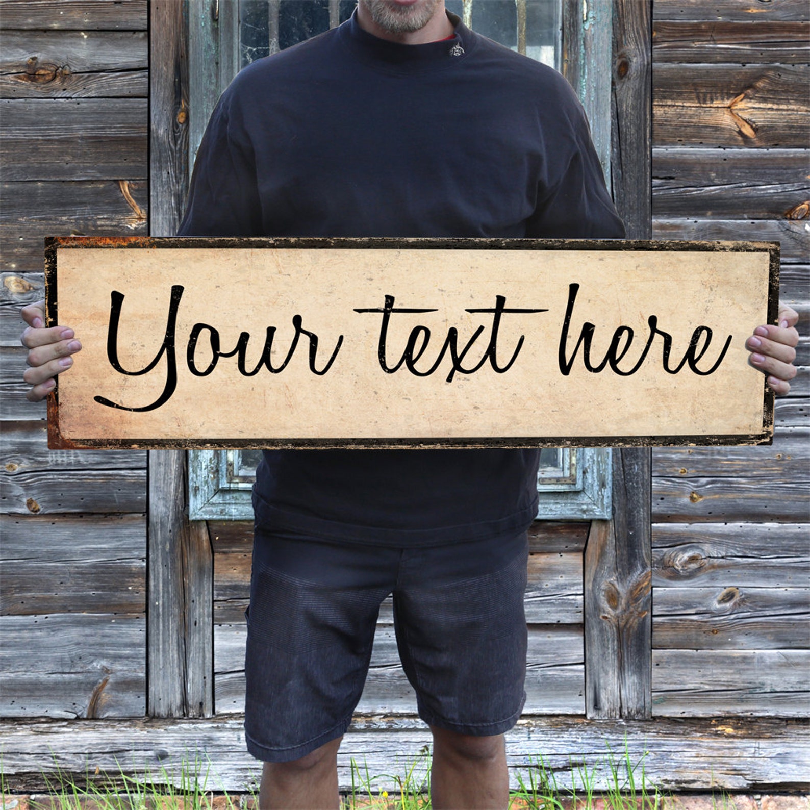 Handcrafted Vintage YOUR TEXT HERE Personalized Aluminum Sign (36
