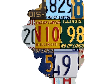 ILLINOIS License Plate Plasma Cut Map Sign, Land Of Lincoln State Metal Sign Garage Art Plasma Cut Rustic Sign Patriotic Sign Holiday Gift …