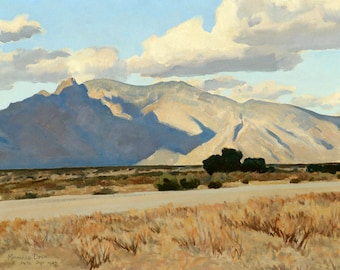 Impresión de reproducción de Ridge y Rillito a Arizona de Maynard Dixon, Arte de la pared occidental del país del paisaje del oeste de América, Artista estadounidense