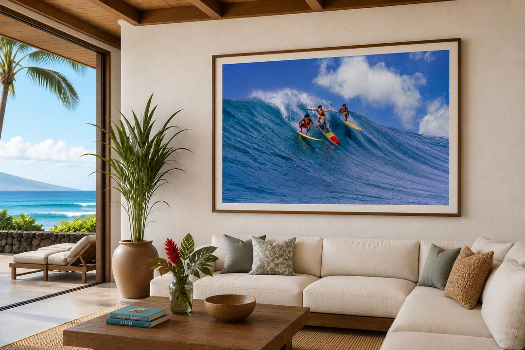 3 Surfers Vintage Surf Print Surfing Decor, Dan Merkel Photo