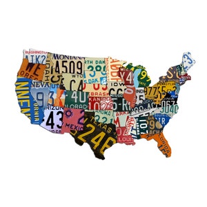 USA License Plate Map Laser Cut Aluminum Dibond Sign Vintage Decor Garage Art Auto Car Tag Plates Wall Art Custom Metal Sign Business Home image 3