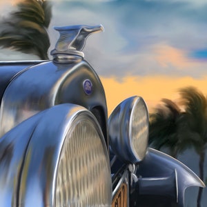 1930 Model A Classic Car Vintage Ford Poster Print Cars Car Enthusiast Classic Car Tropical Beach Car Garage Art Wall Ford Art Poster