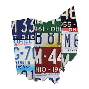 OHIO License Plate Plasma Cut Dibond Map Sign, Birthplace Of Aviation State, Garage Art Plasma Cut Rustic Sign Patriotic Sign Holiday Gift