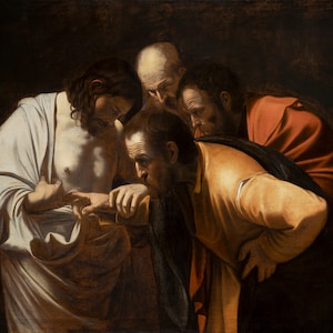 The Incredulity of Saint Thomas Caravaggio Print Reproduction Wall Art Canvas Art Paper Print Art Poster Art Oil Painting Canvas Print