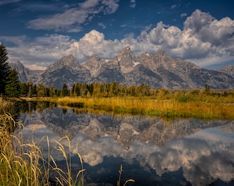 Grand Teton National Park Reflections in the Fall by Dan Merkel, Grand Teton National Park Wyoming, Poster Wall Art Housewarming Gift Art