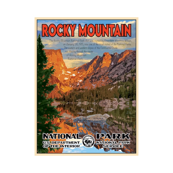 Rocky Mountain National Park Colorado Travel Poster Wall Decor National Park Poster Print Poster Vintage Canvas Paper Travel Reproduction