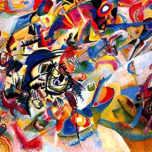 Composition 7 by Wassily Kandinsky 1913 Squares Circles Classic Fine Art Colorful Canvas Paper Print Wall Art Office Decor Home Decoration