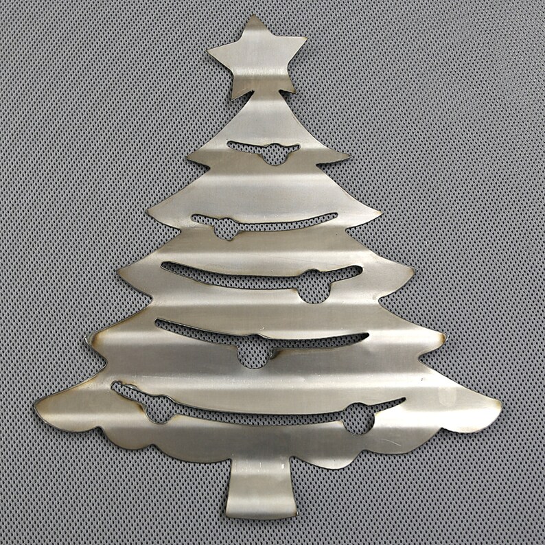 Corrugated Metal Christmas Tree Holiday Gift Home Decor Wall Etsy