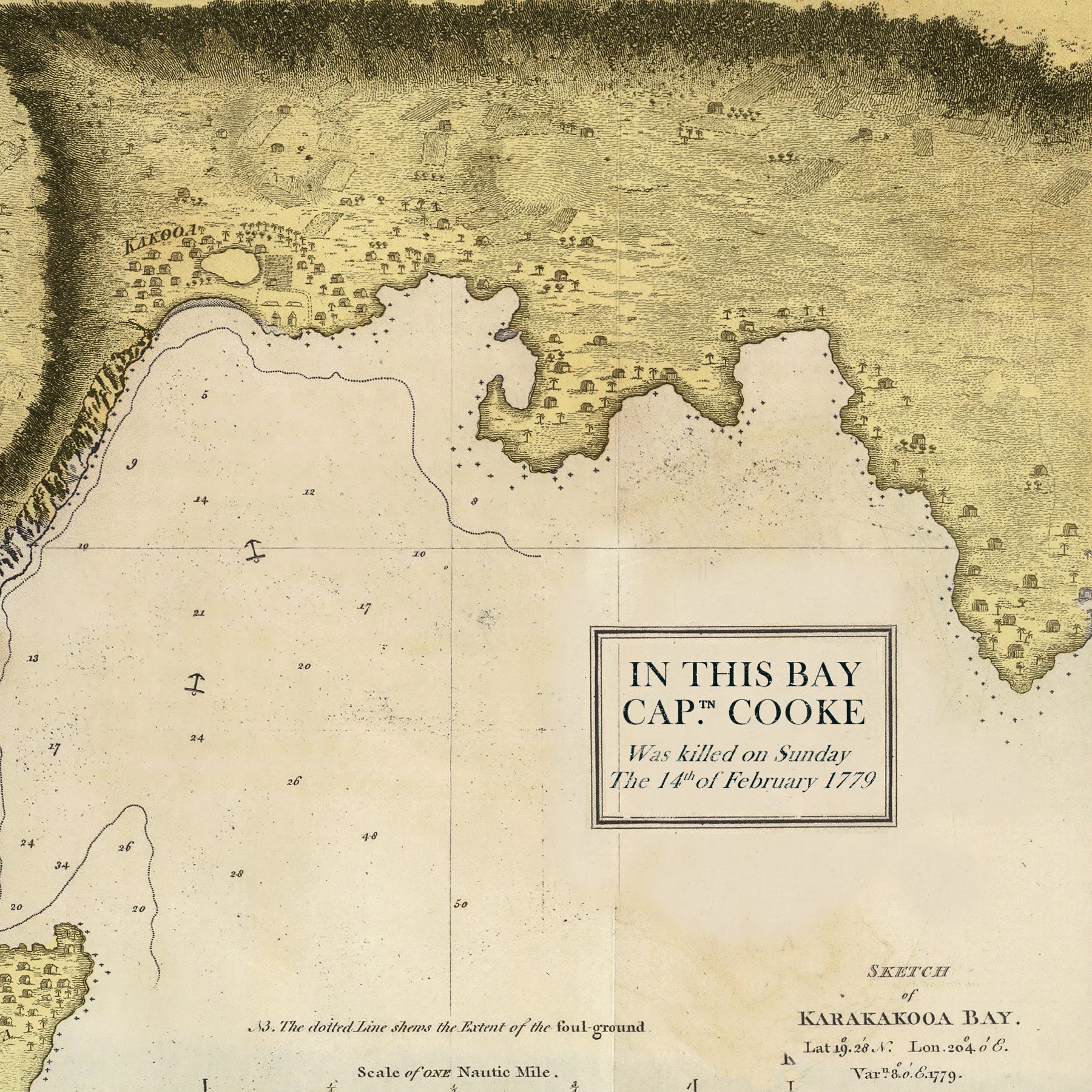 Captain Cook Map Hawaii Big Island Kealakekua Bay 1776 Exploration Map ...