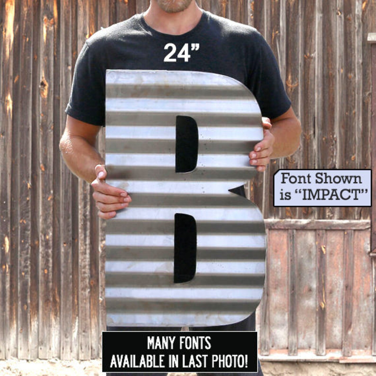 Rustic Metal Letters Recycled Steel 18 12 24 Inch Tall Etsy