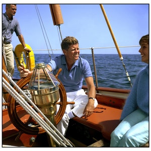 JOHN KENNEDY Sailing print poster JFK vintage photograph President wall decor, Kennedy Boating Photos Vintage Sailboat Wall Art