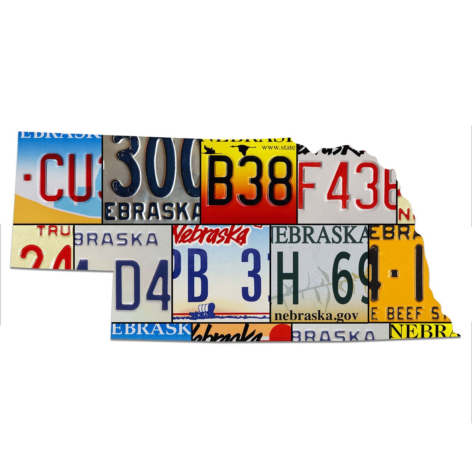 NEBRASKA Vintage Style License Plate Map Sign the CORNHUSKERS Etsy
