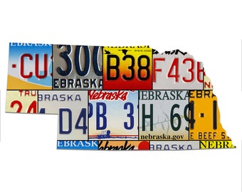 NEBRASKA Vintage Style License Plate Map Sign the CORNHUSKERS STATE Aluminum Sign Wall Garage Art Rustic Sign Patriotic Sign Holiday Gift