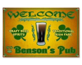 Irish Welcome Pub Metal Sign, Irish Pub, Custom Irish Bar Sign, Irish Beer, Personalized Irish Sign, Sign of the Irish custom
