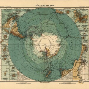 1912 ANTARCTICA Antikes Wanddekor, Vintage Antarktis Stielers Hand Atlas, Vintage Weltkarten, Resortation Dekor Antike Wand Kunst Karte