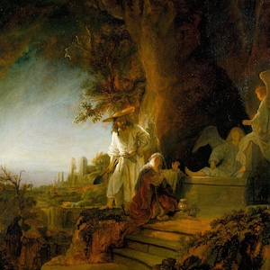 Christus en Maria Magdalena bij het graf 1638 door Rembrandt Geweldige kwaliteit reproductie foto fotoprint muur decor papier of canvas