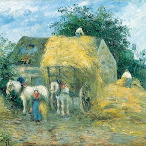 The Hay Cart Montfoucault by Camille Pissarro Quality Reproduction Photograph photo print wall decor paper or canvas