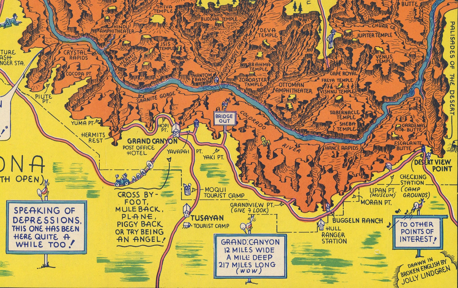 GRAND CANYON National Park A Hysterical Map by Jolly | Etsy