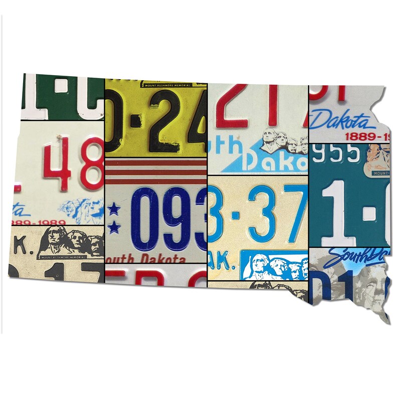 Great Places SOUTH DAKOTA License Plate Plasma Cut Dibond Map Sign Great Face Garage Art Plasma Cut Rustic Sign Patriotic Sign Gift