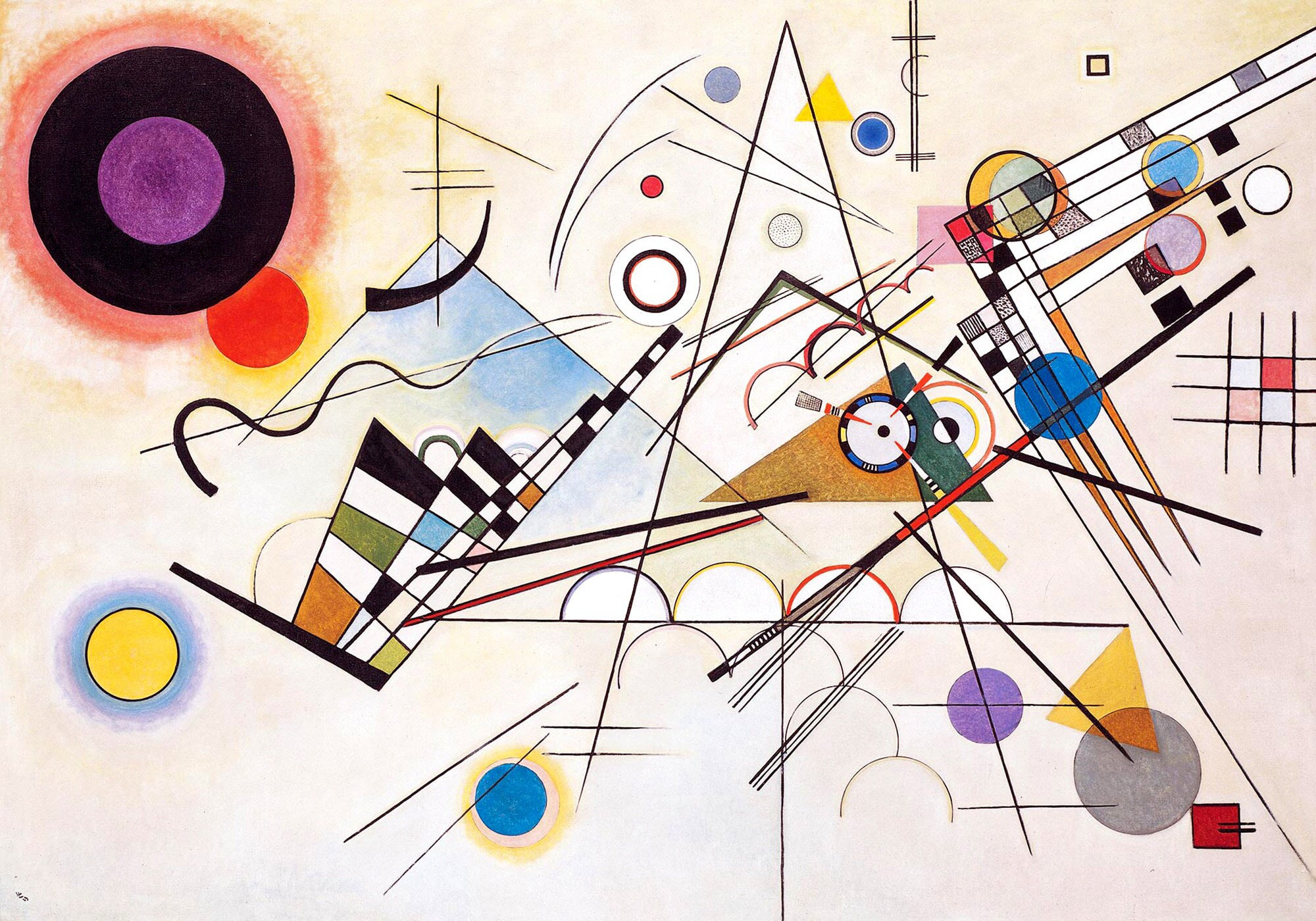 Wassily Kandinsky, Kandinsky Art Poster Print, Composition 8 1923 Reproduction Poster Office Living Room Decor Canvas Paper Surf to Summit