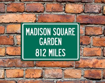 Personalizado de la distancia de la carretera de aluminio firmar a Madison Square Garden hogar de los New York Knicks Rangers su texto de aluminio signo gran regalo
