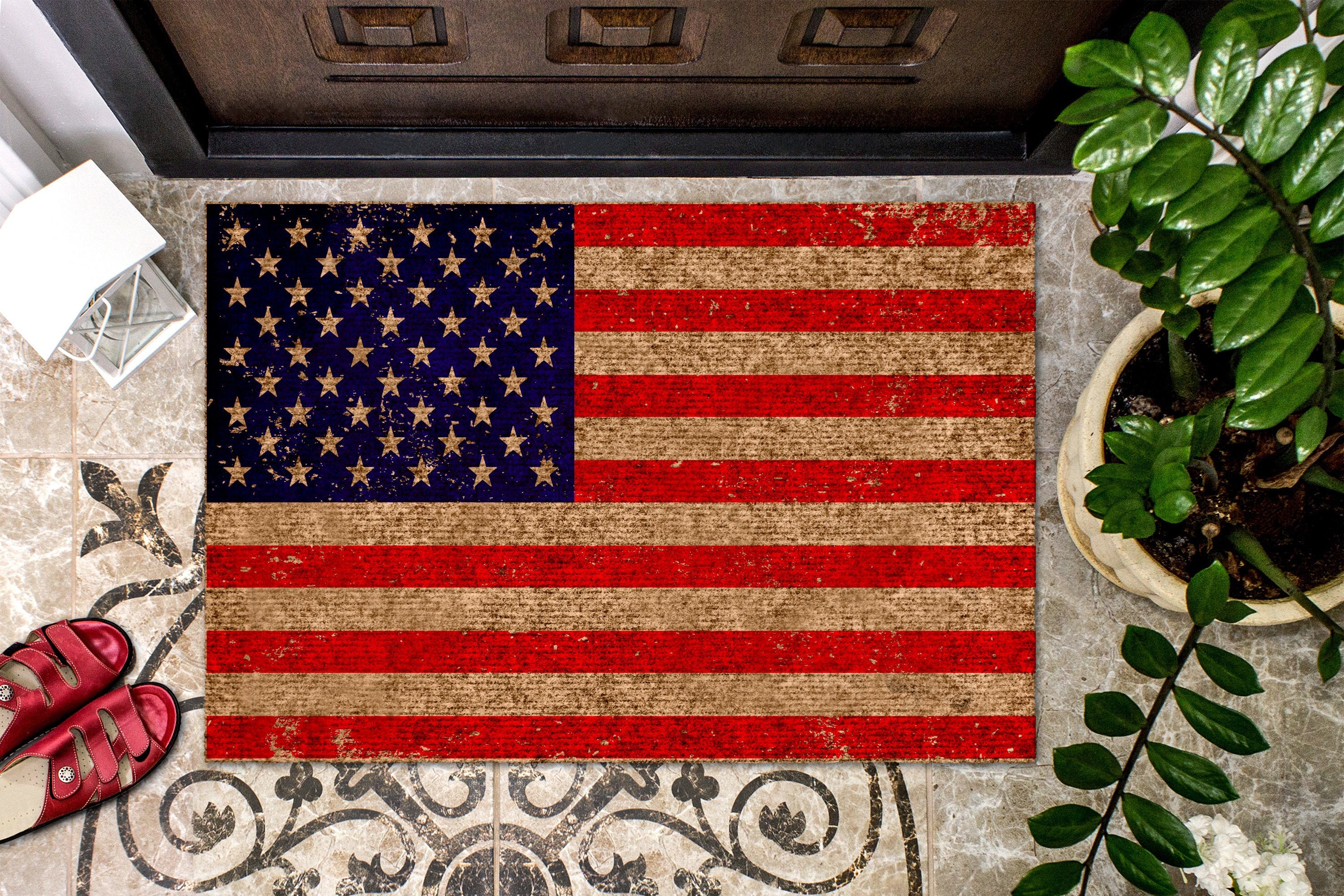 American Flag Doormat USA Flag America USA Doormat Etsy