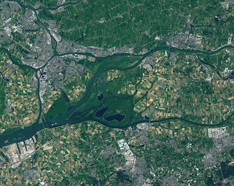 Il Biesbosch dei Paesi Bassi dal satellite NASA Landsat 9 Immagini dallo spazio Decorazioni per la casa Decorazioni murali su tela o stampe su carta Immagini satellitari