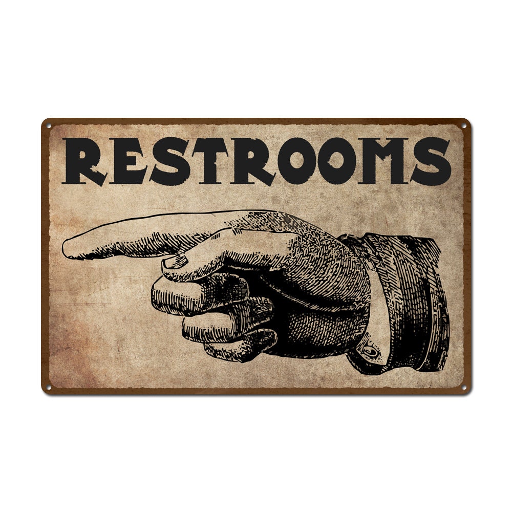 Vintage Pointing Hand Restroom Sign Rustic Metal Sign | Etsy