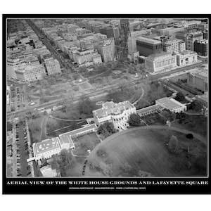 1970&#39;s the WHITE HOUSE Birds Eye View, Aerial View of the White House Historic Landmark, Nixon Carter Presidential House, Historic Photo Art