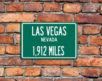 Personalisiertes Aluminium Highway Entfernungsschild nach Las Vegas Nevada - Sin City Unikat Geschenk Souvenir Aluminium 2017