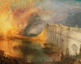 La quema de las Cámaras de los Lores y de los Comunes por Joseph Mallord William Turner Impresión Original Artista Pintura Reproducción Pintura al óleo