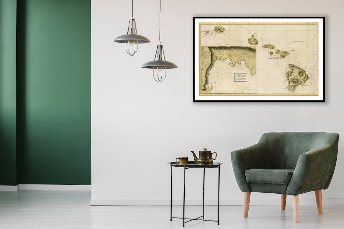 Captain Cook Map Hawaii Big Island Kealakekua Bay 1776 Exploration Map ...