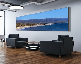Santa Barbara Panorama Print, Leadbetter Beach, Coastline Santa Barbara Map Sign, Coastal Artwork Santa Barbara, Shoreline Beach Decor Art