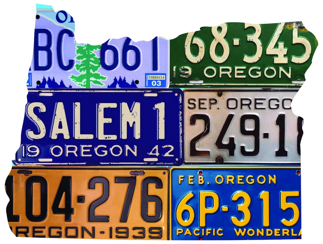 OREGON License Plate Plasma Cut Map Sign, Pacific Wonderland State ...