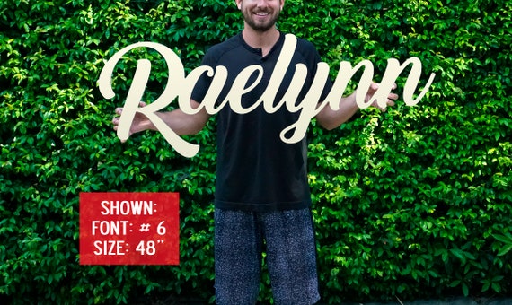 Large Name Sign Calligraphy Laser Cut Nursery Sign Crib Sign Baby Name Sign Wedding Name Wooden Wall Art Garage Custom Decor Personalized