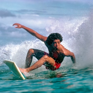 Vintage Surf Print Surfing Decor, Dan Merkel Photo, Hawaii, Surfers, Beach Decor, Surfer Wall Art Poster Photograph Waves