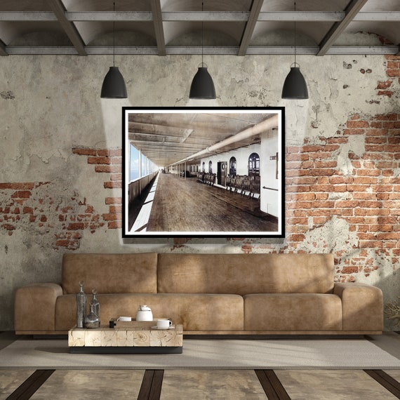 Titanic Prominade Photo RESTORED IN COLOR industrial wall art Steampunk Photo old Titanic Propeller Poster Ship Steamship Titanic print